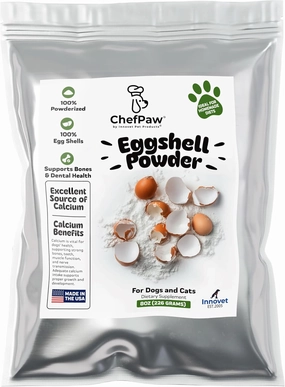 Innovet x ChefPaw Eggshell Powder for Dogs – Natural Calcium Supplement for Bone Health, Joint Support, & Digestive Health – 100% Powderized - Safe for Homemade and Raw Dog Food Diets – 8oz