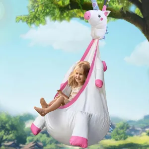 iPlay, iLearn Kids Pod Swing Set, Toddler Girl Unicorn Swing Toys, Child Porch Hammock, Hanging Tree Tent for Indoor Outdoor Backyard Playground, Sensory Birthday Autism Gift Kit 3 4 5 6 7 8 Years Old