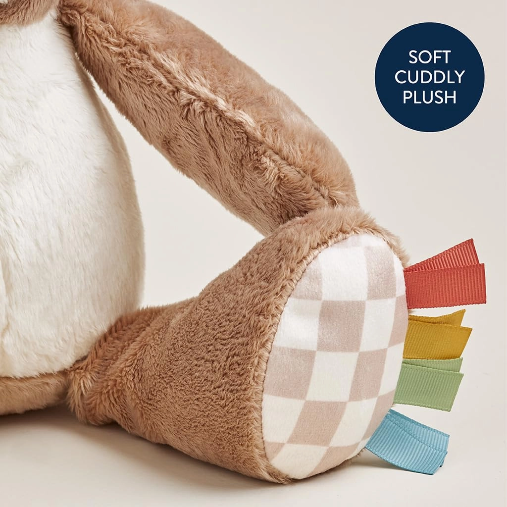 Itzy Ritzy Baby Plush Toy – Soft Stuffed Animal for Babies & Kids – Sensory Ribbons & Textured Fabrics for Tactile Play – Cozy & Cuddly Companion for Newborns & Up (Bear)