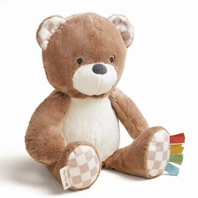 Itzy Ritzy Baby Plush Toy – Soft Stuffed Animal for Babies & Kids – Sensory Ribbons & Textured Fabrics for Tactile Play – Cozy & Cuddly Companion for Newborns & Up (Bear)