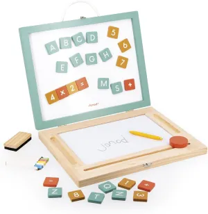 Janod - J09626 4-in-1 Wooden Children's Board - Set of 4 Activities: Adroise Magique   Chalkboard   Whiteboard   Magnetic Whiteboard - 49 Accessories Included - Ages 3 