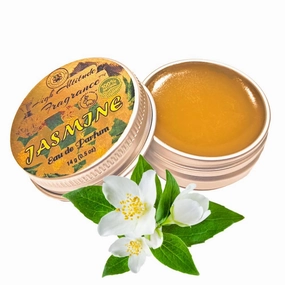 JASMINE Perfume - Eau de Parfum - Solid Balm - Natural Essential Oils Aromatherapy Fragrance (Grandiflorum, Sambac, Gardenia, Magnolia, White Champaca) Travel Size, Party Guest Favors Gifts