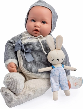 JC Toys La Baby Original Gray Collection Gift Set | 17" Soft Weighted Body | Made in Spain | Just Like a Real Baby | Blue Eyes | Reborn Berenguer Boutique
