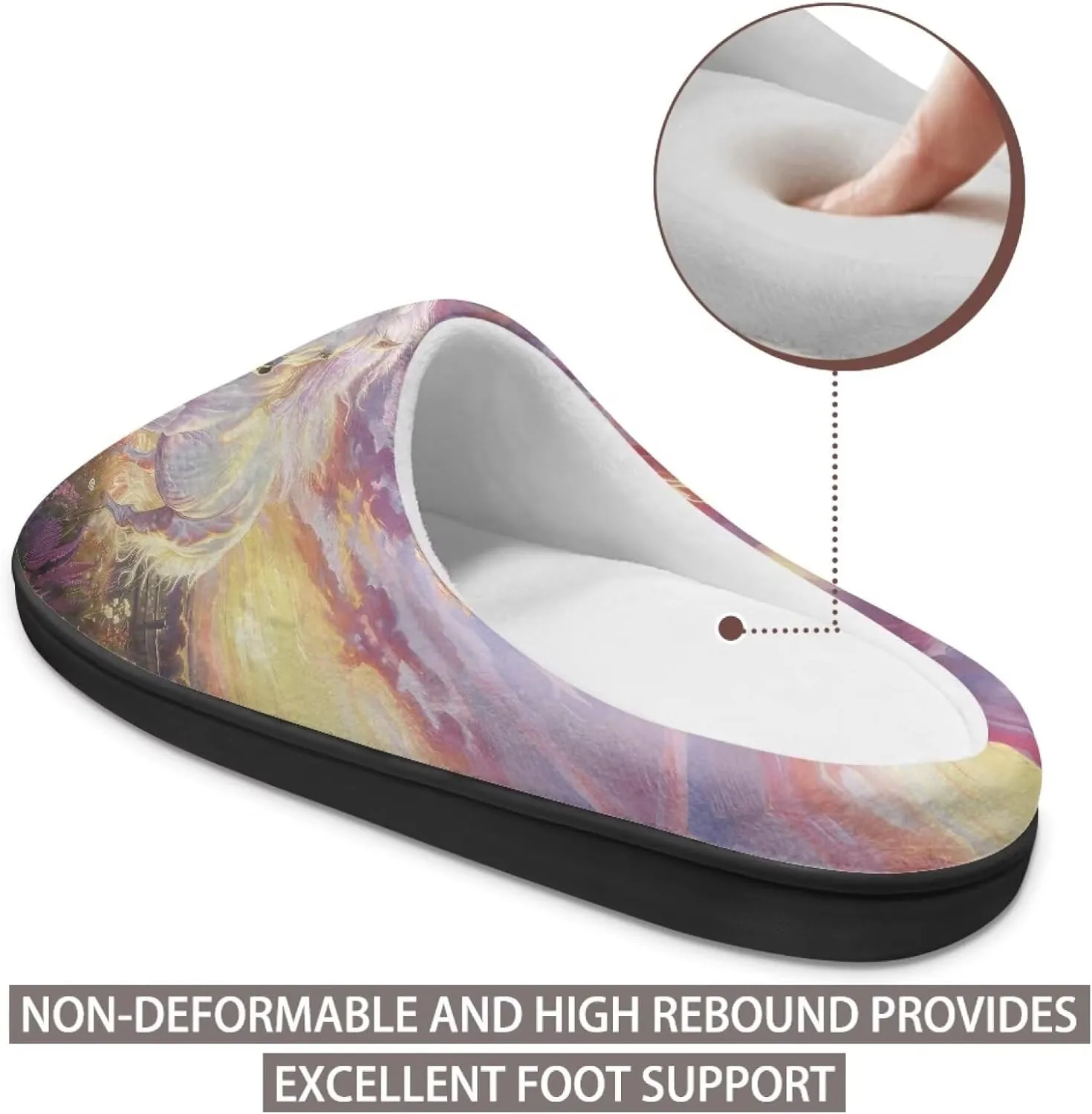 Jeiento Horse Warm Slippers for Women - Fuzzy Fluffy Hotel House Indoor Slippers Winter Closed Toe