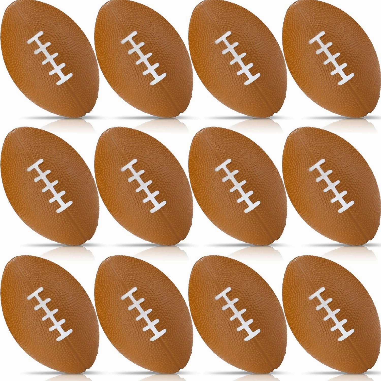 Jerify 12 Pcs Mini Footballs for Kids, 4.72 Inch Foam, Brown, American Football, Bulk Stress Balls for Birthday Party Favors