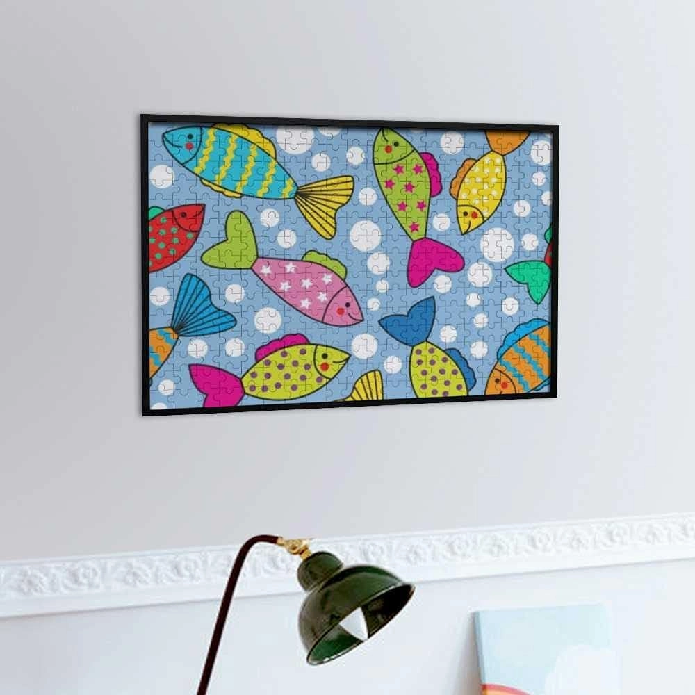 Jigsaw Puzzles Bright Colorful Fish Bubbles Toy Kid Educational Games Brain Challenge Adults Art DIY Child Leisure Game Suitable Family Friends 1000PCS