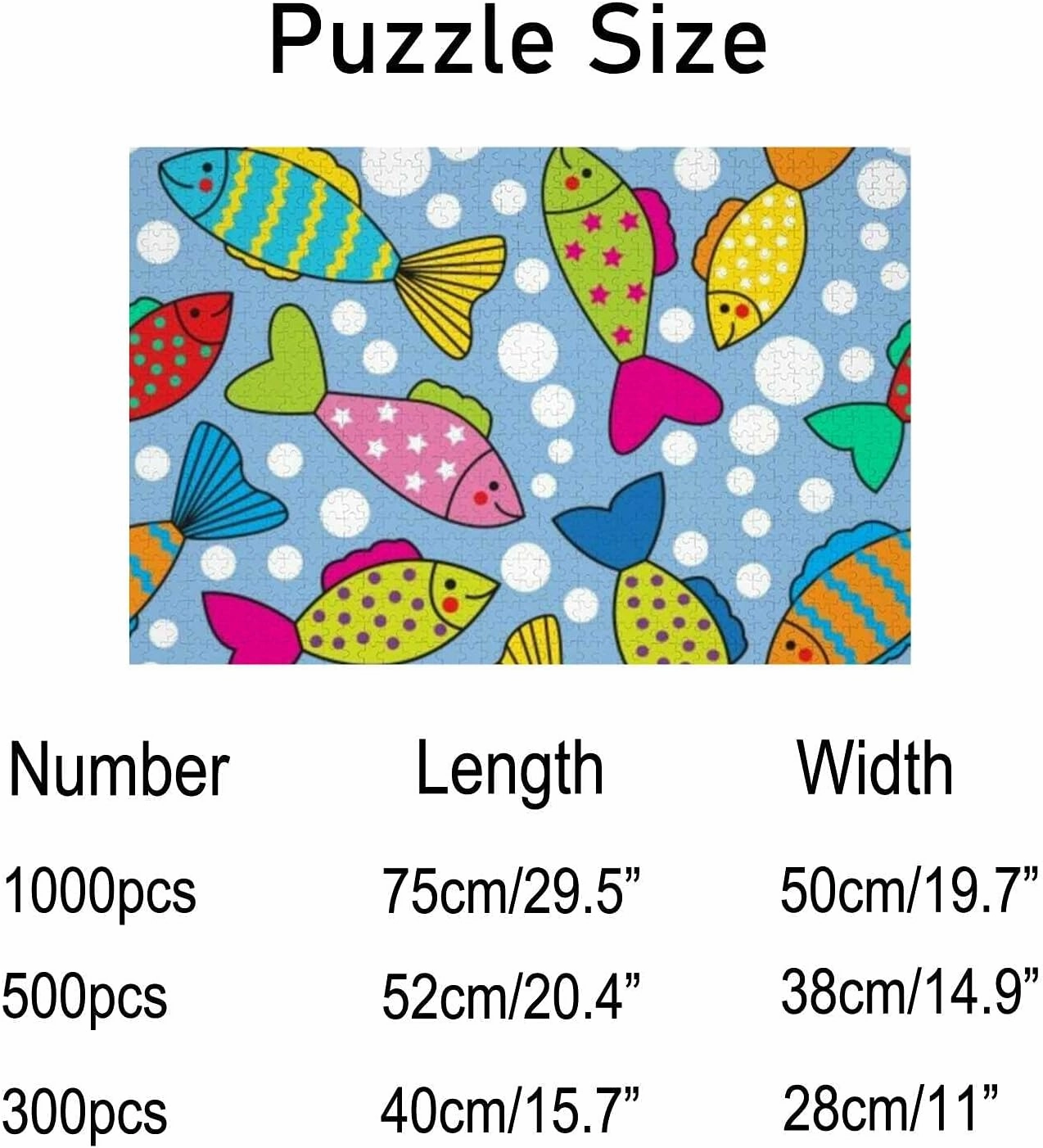 Jigsaw Puzzles Bright Colorful Fish Bubbles Toy Kid Educational Games Brain Challenge Adults Art DIY Child Leisure Game Suitable Family Friends 1000PCS