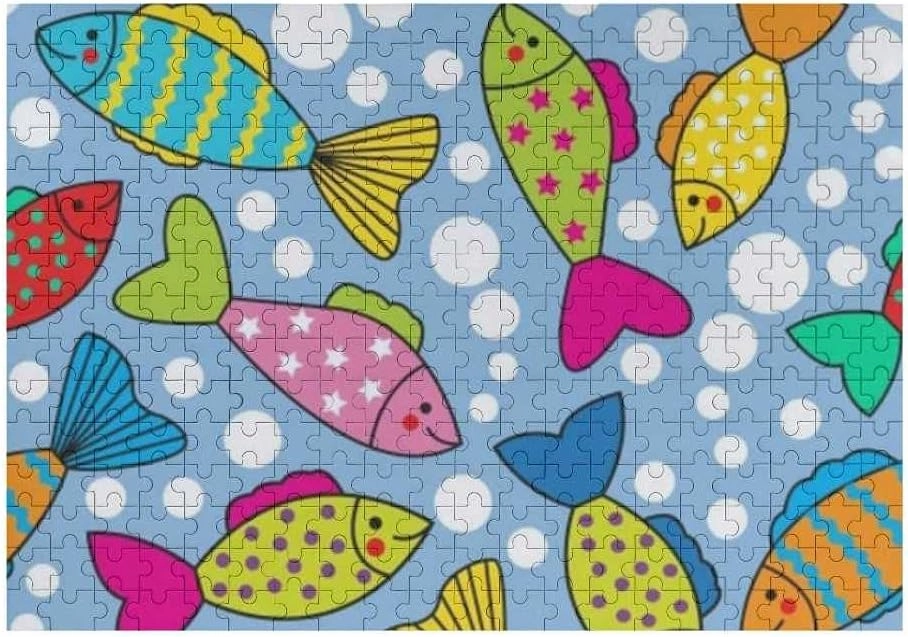 Jigsaw Puzzles Bright Colorful Fish Bubbles Toy Kid Educational Games Brain Challenge Adults Art DIY Child Leisure Game Suitable Family Friends 1000PCS
