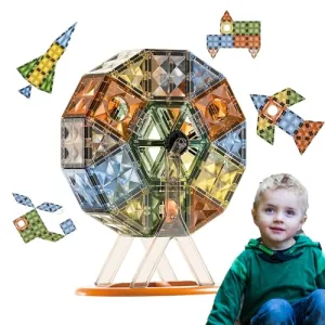 Jofarstep Magnetic Tiles 60 Pcs Set for Kids 3D Magnet Building Blocks Educational STEM Toys for Kids Preschool (55 PCS)