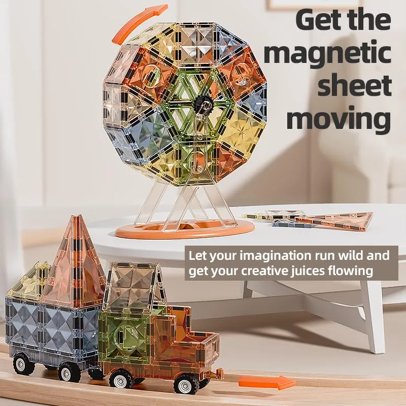 Jofarstep Magnetic Tiles 60 Pcs Set for Kids 3D Magnet Building Blocks Educational STEM Toys for Kids Preschool (55 PCS)
