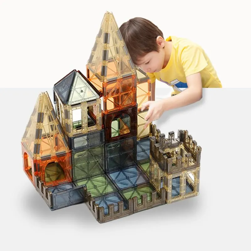 Jofarstep Magnetic Tiles 60 Pcs Set for Kids 3D Magnet Building Blocks Educational STEM Toys for Kids Preschool (55 PCS)