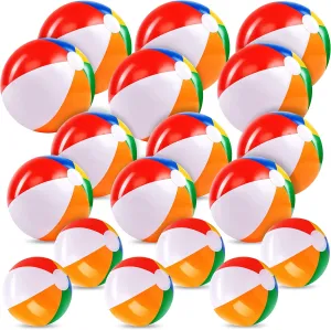 JOYIN Rainbow Beach Balls(18 Pack), Inflatable Swimming Pool Toys for Summer Water Games Kids Birthday Party Supplies Combo Set Include Inflatable Beach Balls in 20” (6), 16” (6) and 12” (6)