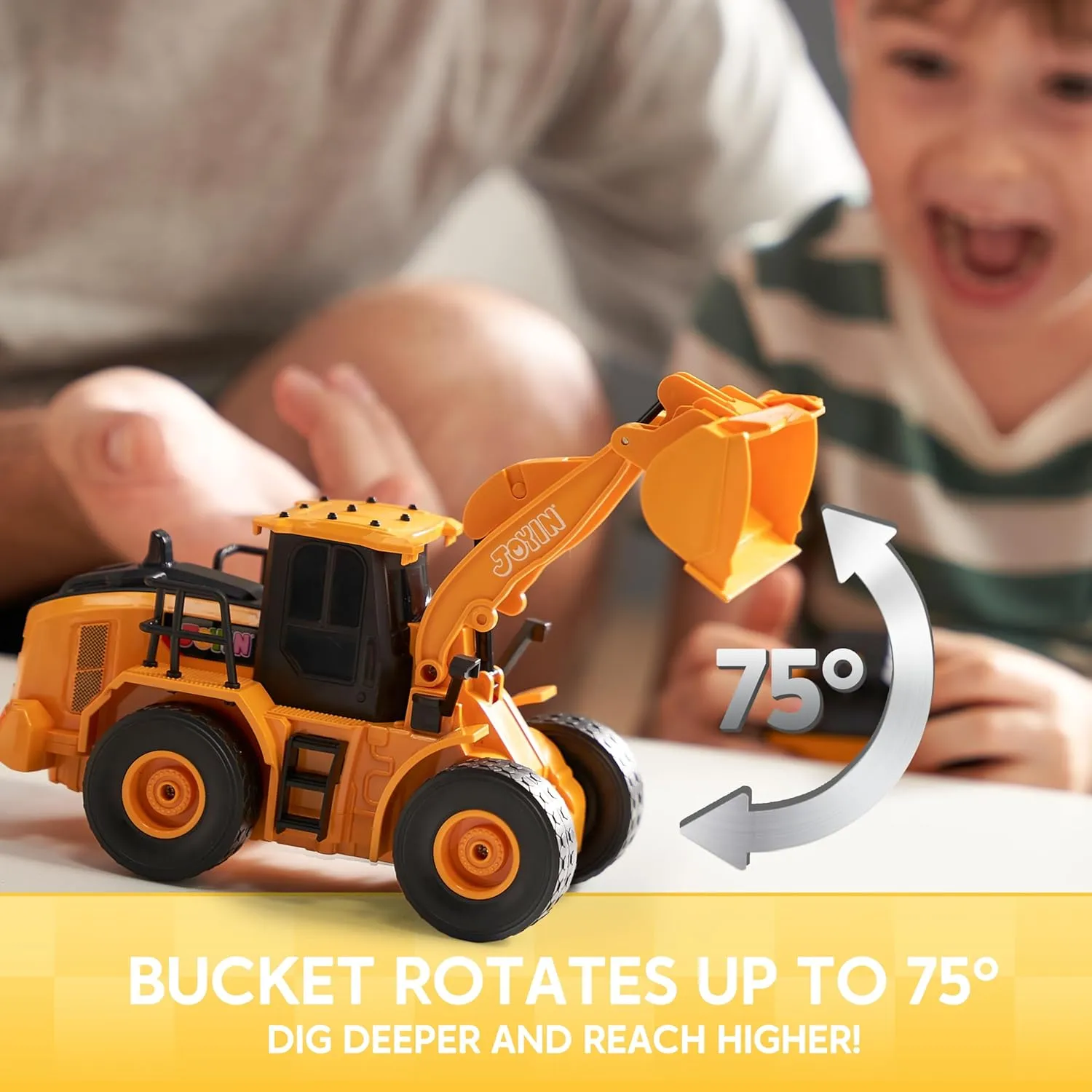 JOYIN Remote Control Construction Toys, 2.4Ghz RC Play Truck with Light, Front Loader Toys for Boys 3-5 4-7 8-12 Year Old Kids, Christmas Birthday Gift