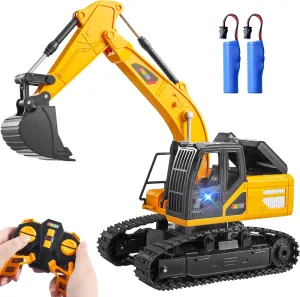 JOYIN Remote Control Excavator Toys for Boys, 2.4Ghz RC Play Excavator with Light, Construction Toys for Boys 3-5 4-7 8-12 Year Old Kids, Birthday Gift