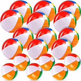 JOYIN Rainbow Beach Balls(18 Pack), Inflatable Swimming Pool Toys for Summer Water Games Kids Birthday Party Supplies Combo Set Include Inflatable Beach Balls in 20” (6), 16” (6) and 12” (6)