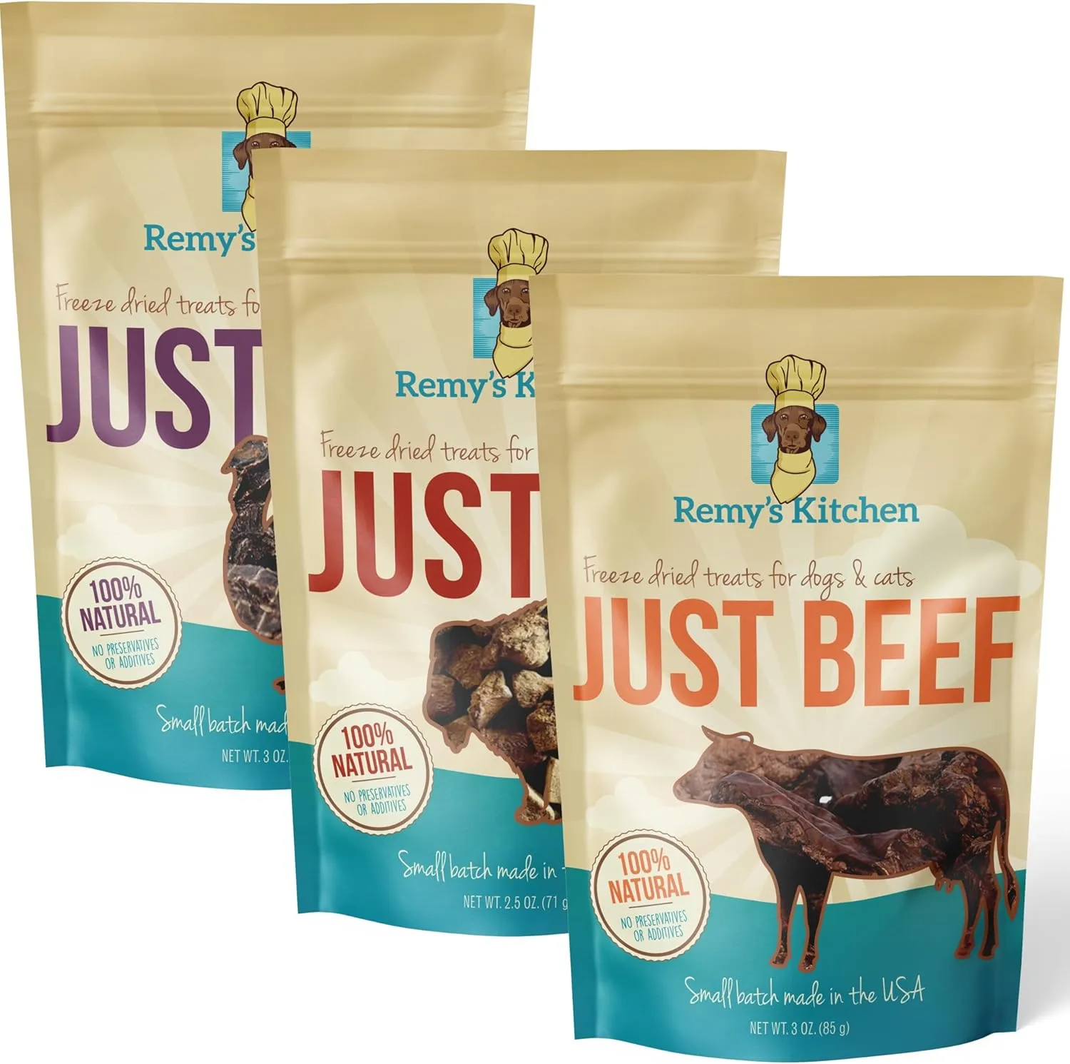 Just Turkey, Bison, Beef Freeze Dried Dog Treats USA Sourced and Small Batch -Human-Grade, All Natural Single Ingredient Dog Treat without Artificial Preservatives, Grain Free -9oz, 3-Pack