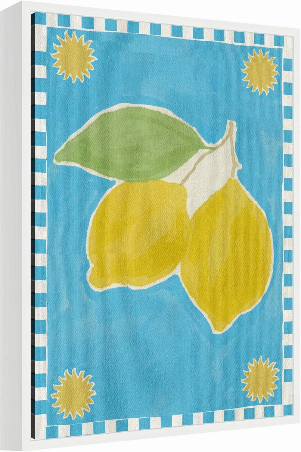 Kate and Laurel Lush Duo 2 Lemon Framed Canvas Wall Art by Shatha Al Dafai 18 x 24 Sylvie White, Whimsical, Cuisine, Still Life Art for Wall Decor, Living Room, Bedroom
