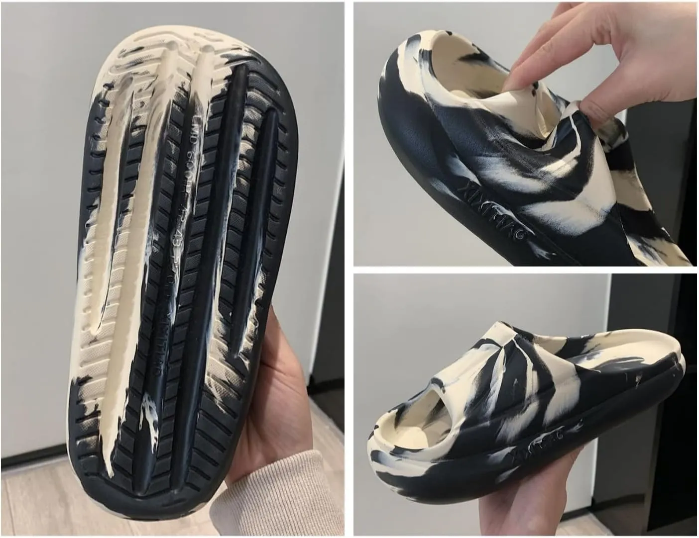 Kawaii Splash-Ink Painting Cloud Slippers Non Slip Thick Sole Slides House Summer Sandals Matching Slippers for Couples
