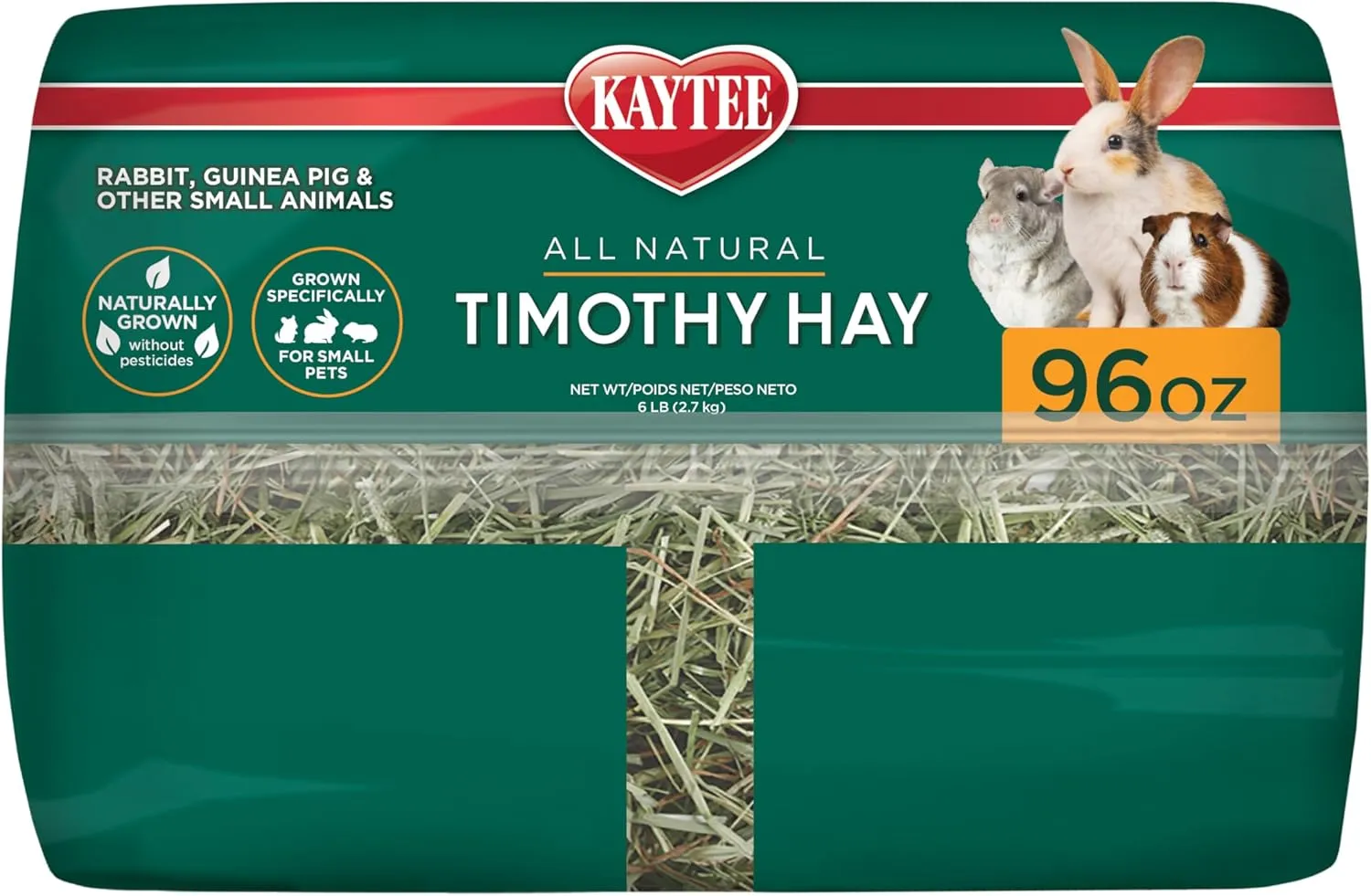 Kaytee All Natural Timothy Hay for Guinea Pigs, Rabbits & Other Small Animals, 6 Pound