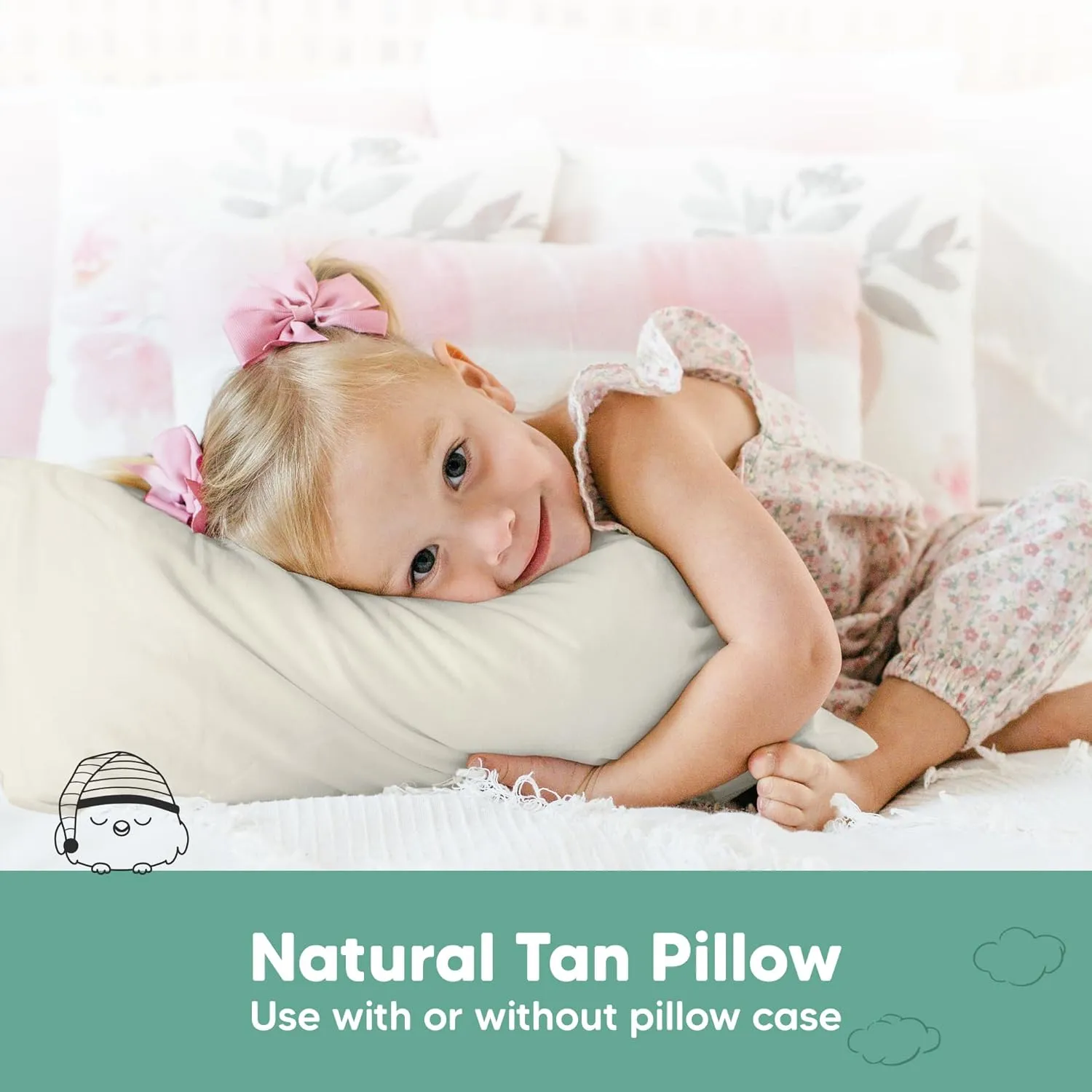 KeaBabies 2-Pack Toddler Pillow 13x18 - Soft Organic Cotton Kids Travel Bed Pillows for Sleeping, School, Nap, Machine Washable, Toddlers 2 to 5, Pillowcase Sold Separately (Clay)
