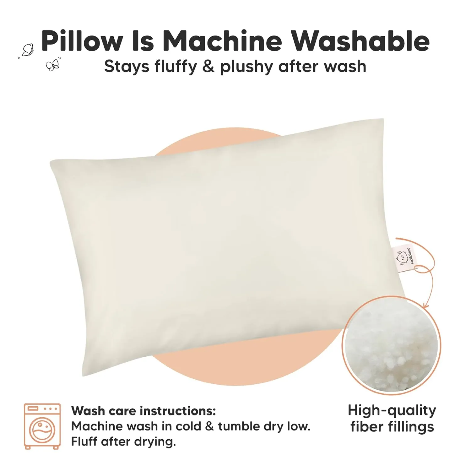 KeaBabies 2-Pack Toddler Pillow 13x18 - Soft Organic Cotton Kids Travel Bed Pillows for Sleeping, School, Nap, Machine Washable, Toddlers 2 to 5, Pillowcase Sold Separately (Clay)