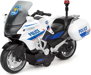 Kids Toy Motorcycle - Alloy Car Toy with Sound and Music,1:10 Scale Motorcycle Toys for Boys Age 3-7 (Bright White)