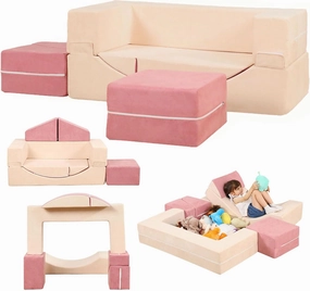 Kids Couch, Modular Kids Sofa for Toddlers, Toddler Couch Foam Play Set, Convertible Sofa for Children
