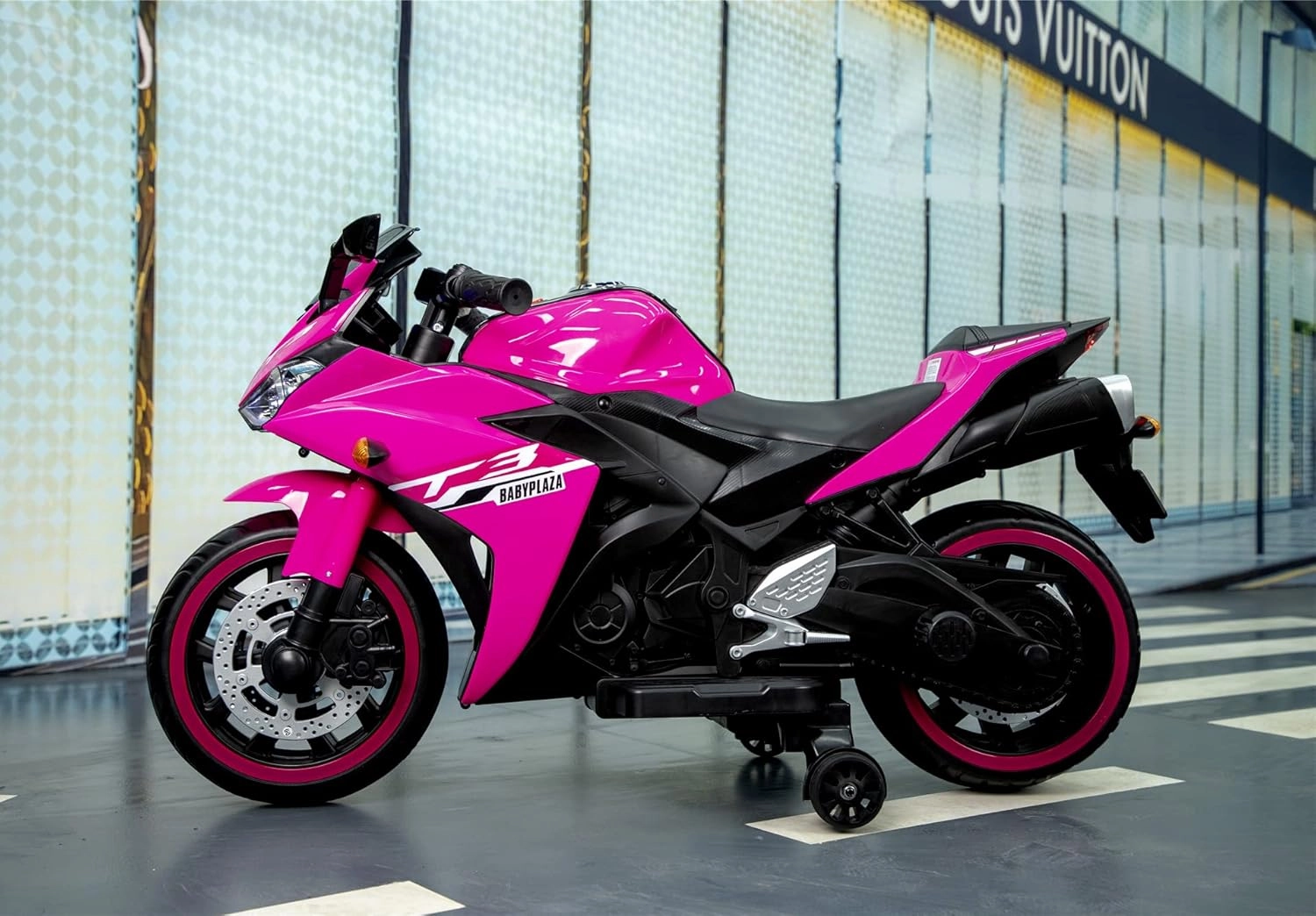 Kids Motorcycle,Tamco 12V Motorcycle for Kids 3 4 5 6 Years Boys Girls 12v7ah Ride on Toy with Training Wheels/Manual Throttle/Drive by Hand/Lightting Wheels (Pink)