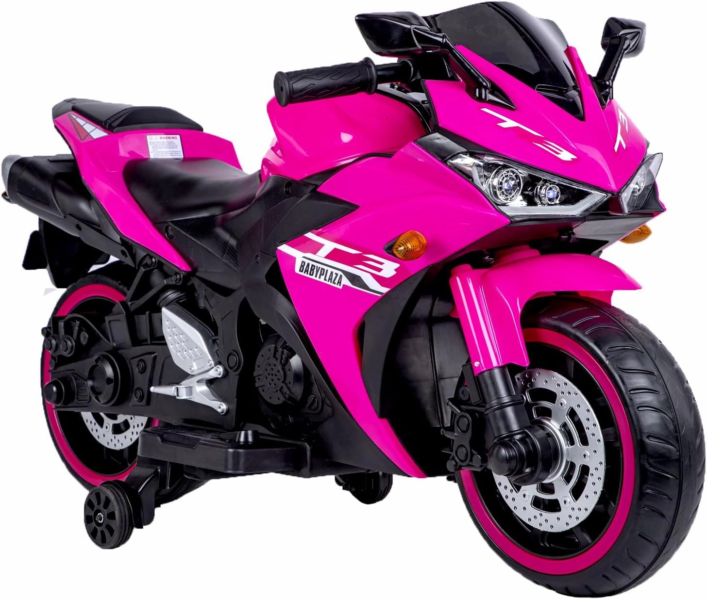 Kids Motorcycle,Tamco 12V Motorcycle for Kids 3 4 5 6 Years Boys Girls 12v7ah Ride on Toy with Training Wheels/Manual Throttle/Drive by Hand/Lightting Wheels (Pink)