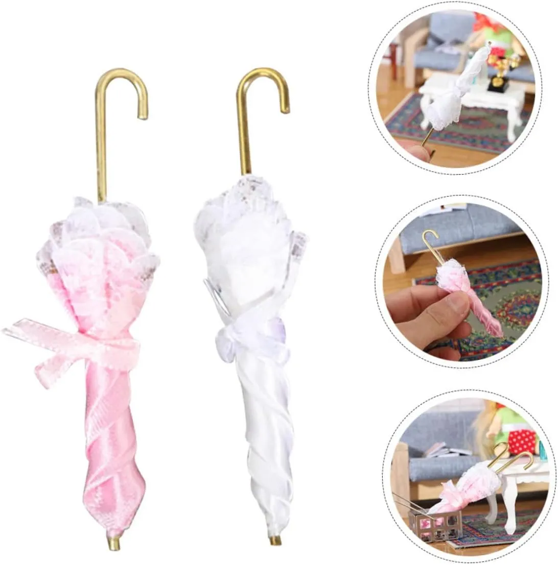 Kisangel 5sets 2pcs Miniature Umbrella Simulation Mini House Umbrella Ornament for Dollhouse Decor for Creative Play and Decoration 2pcs*5