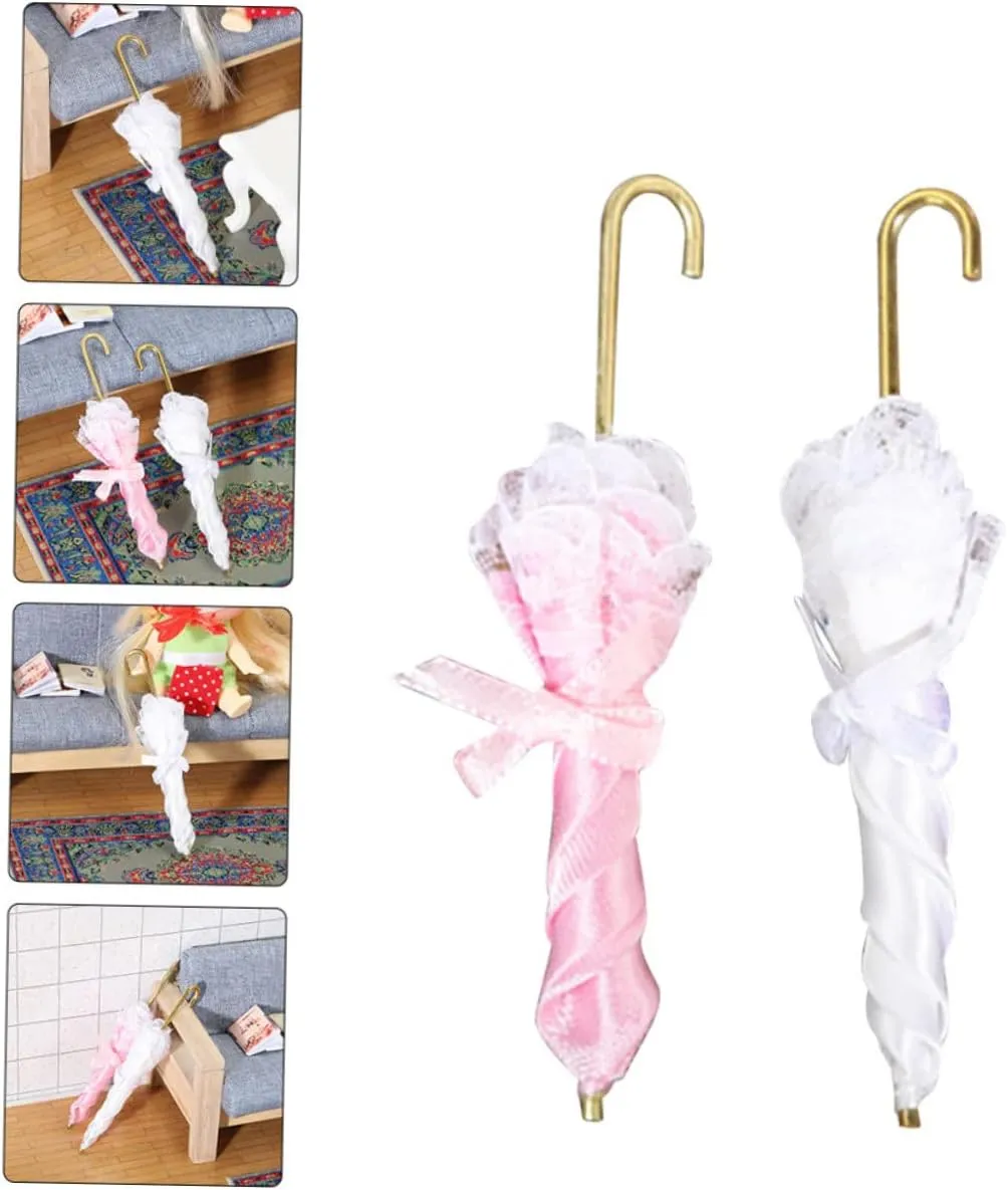 Kisangel 5sets 2pcs Miniature Umbrella Simulation Mini House Umbrella Ornament for Dollhouse Decor for Creative Play and Decoration 2pcs*5