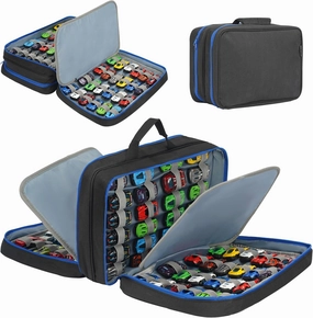 KISLANE 96 Toy Cars Storage Case - Compatible with Matchbox Cars, Small Dolls (Bag Only) (Black)