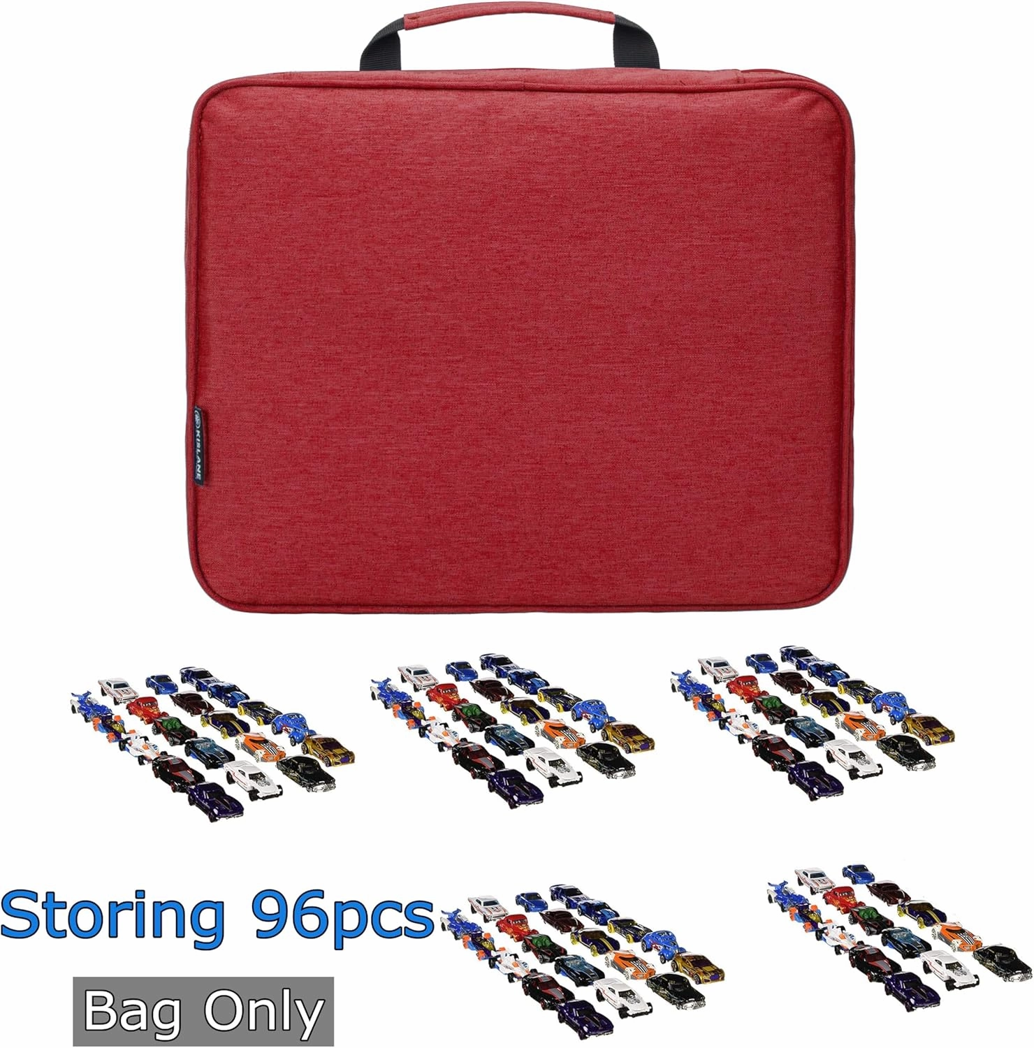 KISLANE 96 Toy Cars Storage Case Compatible with Toy Cars, Toy Cars Organizer Storage for Mini Toys, Toy Cars Car, Matchbox Cars, Small Dolls(Bag Only) (Red)