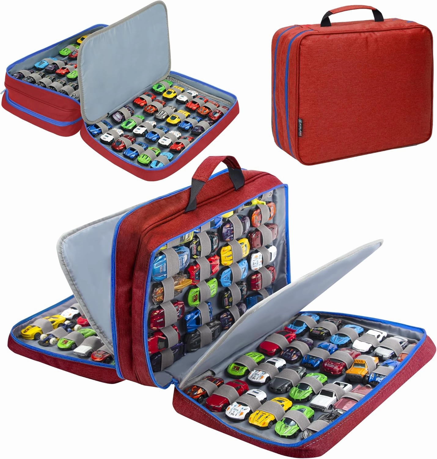 KISLANE 96 Toy Cars Storage Case Compatible with Toy Cars, Toy Cars Organizer Storage for Mini Toys, Toy Cars Car, Matchbox Cars, Small Dolls(Bag Only) (Red)