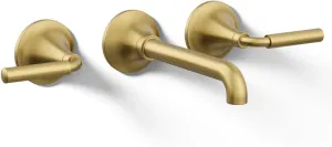 Kohler T26439-4-2MB Tone Wall-Mount Bathroom Sink Faucet Set, Bathroom Faucet with Two Lever Handles, Vibrant Brushed Moderne Brass