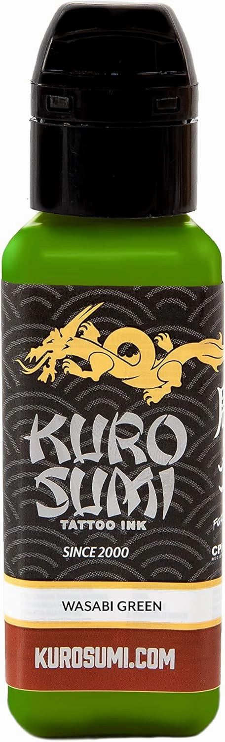 Kuro Sumi Wasabi Green, Vegan Friendly, Professional Ink 3oz