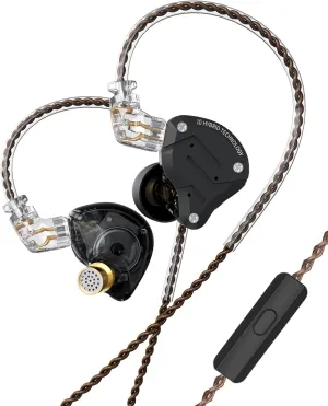 KZ ZS10 Pro in Ear Monitor, 4BA 1DD KZ Wired Headphone Multi Driver in Ear Earphone, IEM Headphones on Stage HiFi Monitor for Singer Guitarist Drummer (Matte Black with Mic)