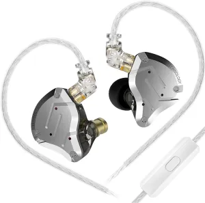 KZ ZS10 Pro in Ear Monitors Wired Headphones, 1DD 4BA Metal IEM, High Fidelity Gaming Earbuds with 2pins Tangle-Free Cable, Noise Cancelling Wired Earphones for PC Game Music Video (Black with mic)