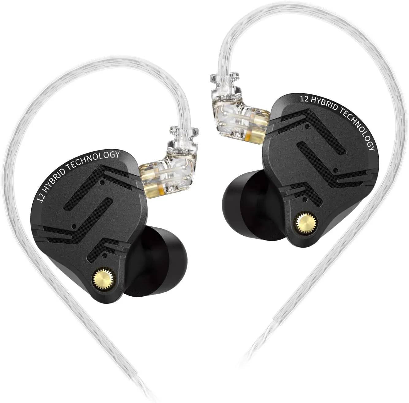KZ ZS12 PRO X in Ear Monitor Headphones, Wired Gaming Earbuds 1DD 5BA Hybrid Driver IEM Earphone without Mic, KZ IEM in Ear Monitors for Musician Audiophile,2Pin IEM Cable, without Tuning Switch,Black