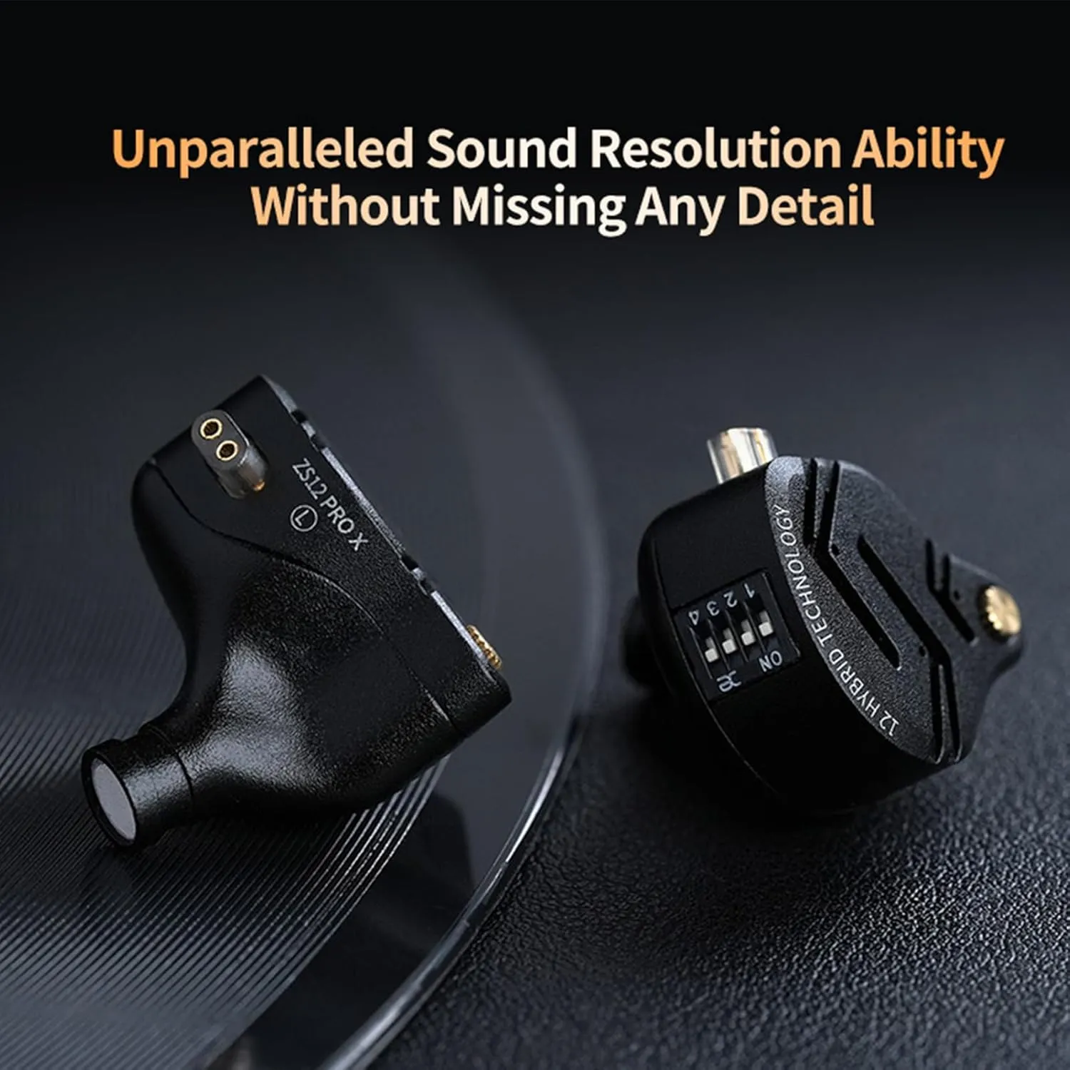 KZ ZS12 PRO X Wired Earbuds IEM Headphone, in Ear Monitor KZ IEM for Gaming 5BA 1DD Hybrid Driver Earphone with 4-Level Tuning Switch, Full-Metal Cavity, Detachable 2Pin IEM Cable (Black, without Mic)
