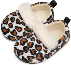 L-RUN Toddler Slippers for Girls Boys Warm House Shoes for Kids Baby Sock Shoes Non-Slip Rubber Sole Winter Home Slippers for Indoor