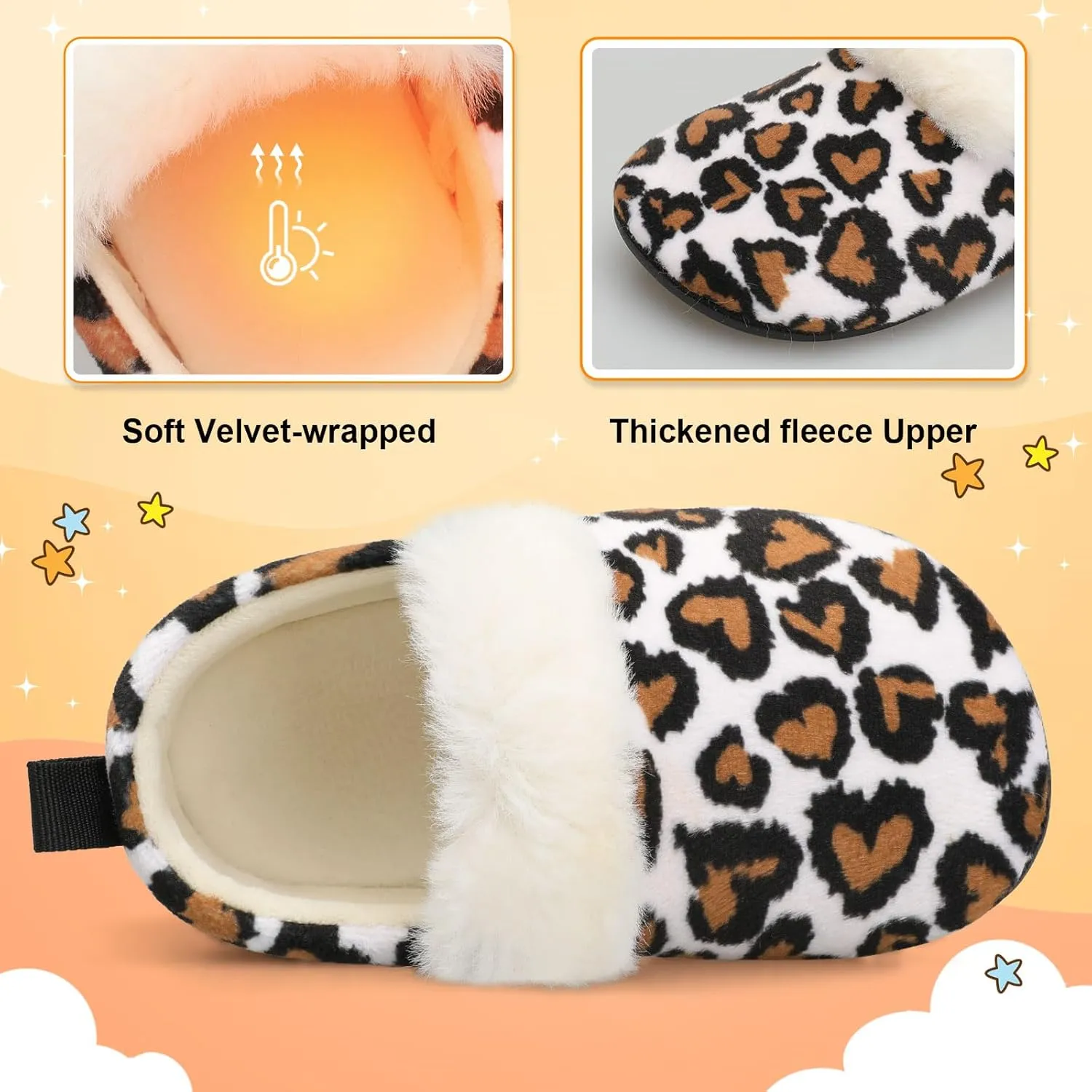 L-RUN Toddler Slippers for Girls Boys Warm House Shoes for Kids Baby Sock Shoes Non-Slip Rubber Sole Winter Home Slippers for Indoor