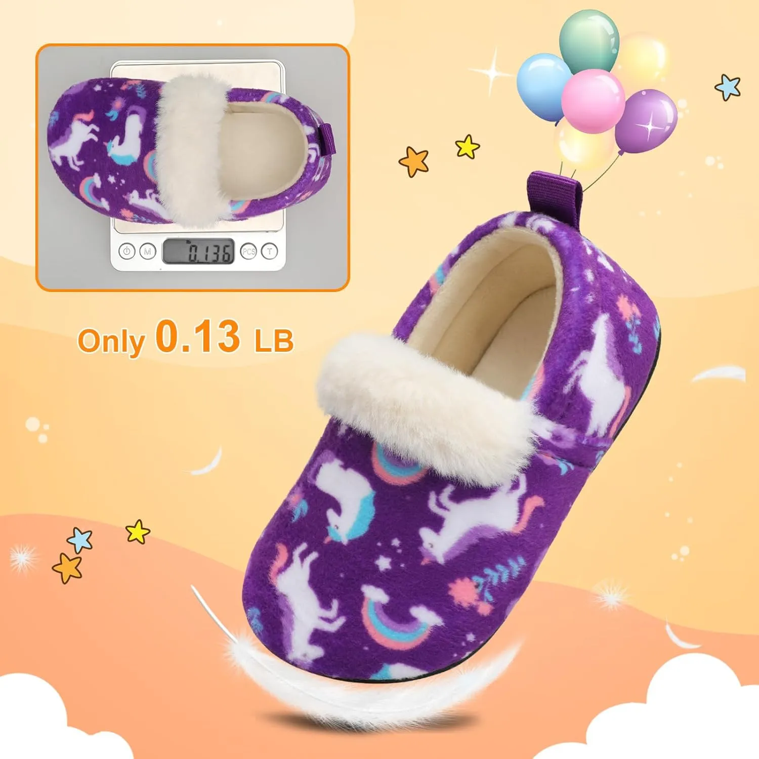 L-RUN Toddler Slippers for Girls Boys Warm House Shoes for Kids Baby Sock Shoes Non-Slip Rubber Sole Winter Home Slippers for Indoor