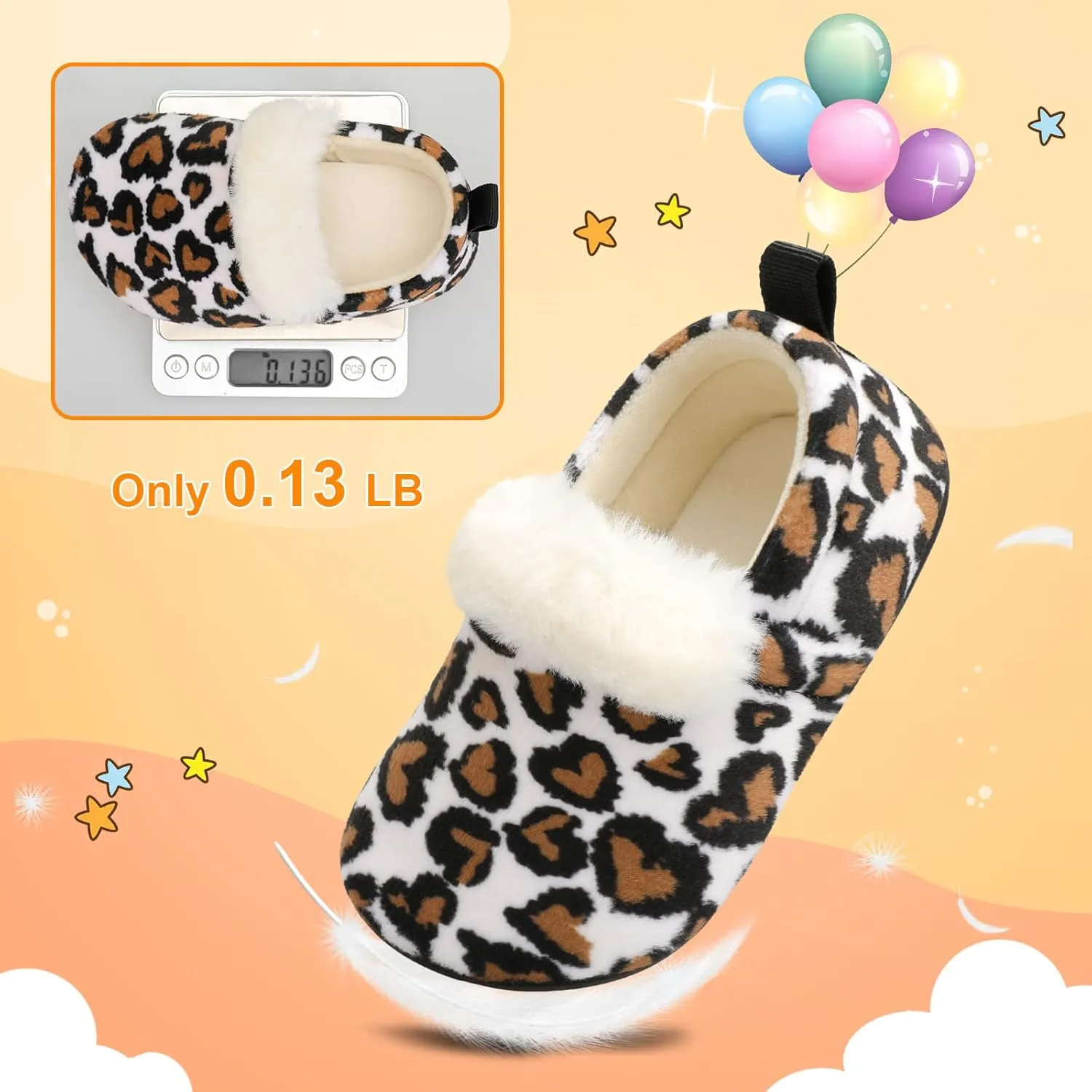 L-RUN Toddler Slippers for Girls Boys Warm House Shoes for Kids Baby Sock Shoes Non-Slip Rubber Sole Winter Home Slippers for Indoor