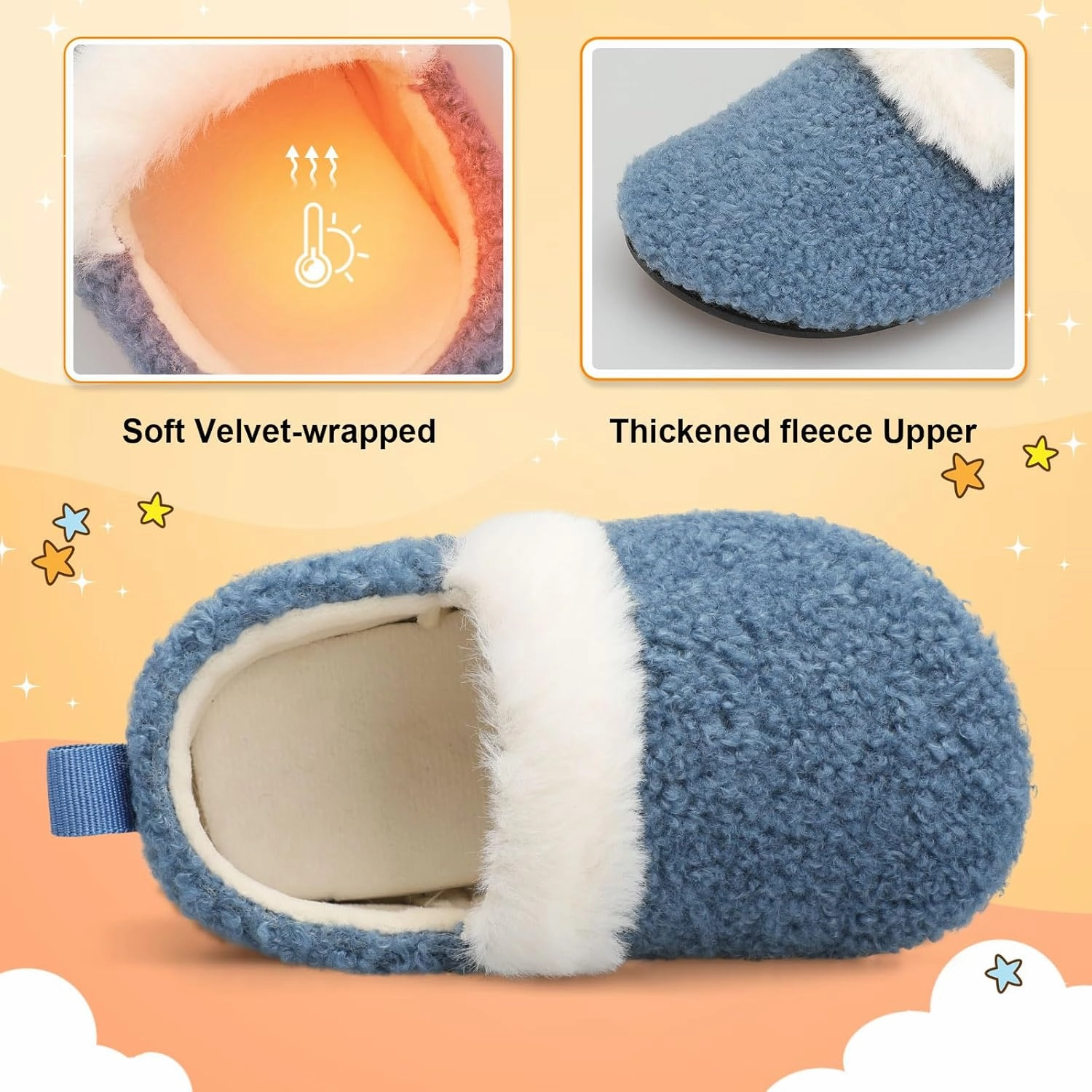 L-RUN Toddler Slippers for Girls Boys Warm House Shoes for Kids Baby Sock Shoes Non-Slip Rubber Sole Winter Home Slippers for Indoor