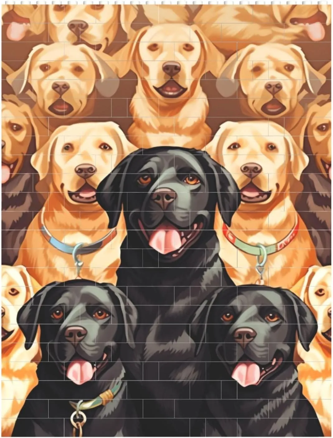 Labrador Retriever Dogs Building Block Puzzle Personalized Building Bricks for Adults Square Shaped DIY Brick Block Puzzles Valentine's Day Gifts for Home Decor Brick Puzzle