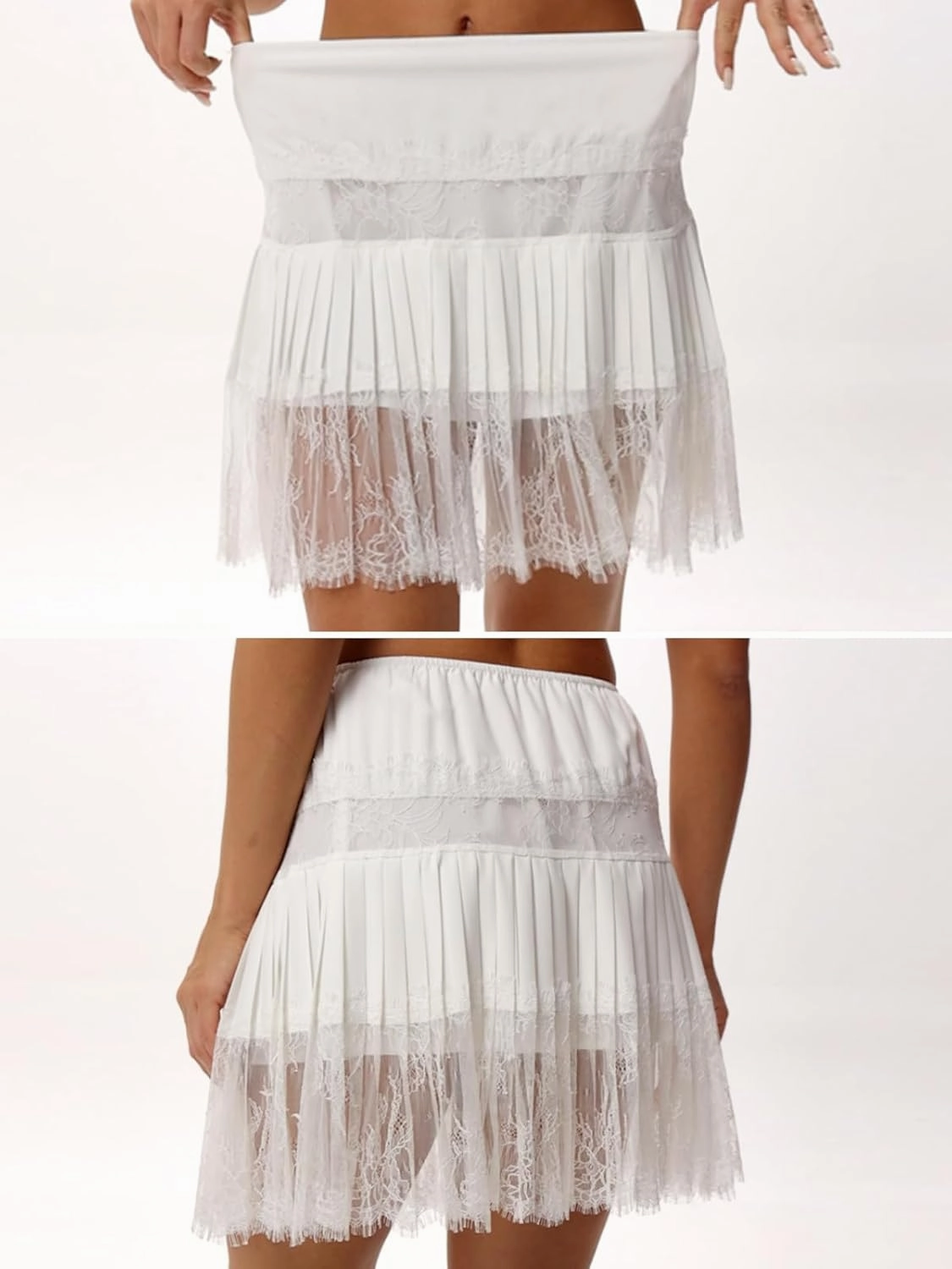 Lace Shirt Extender for Women Plus Size Underskirt Elastic Waist Half Slip Mini Skirts