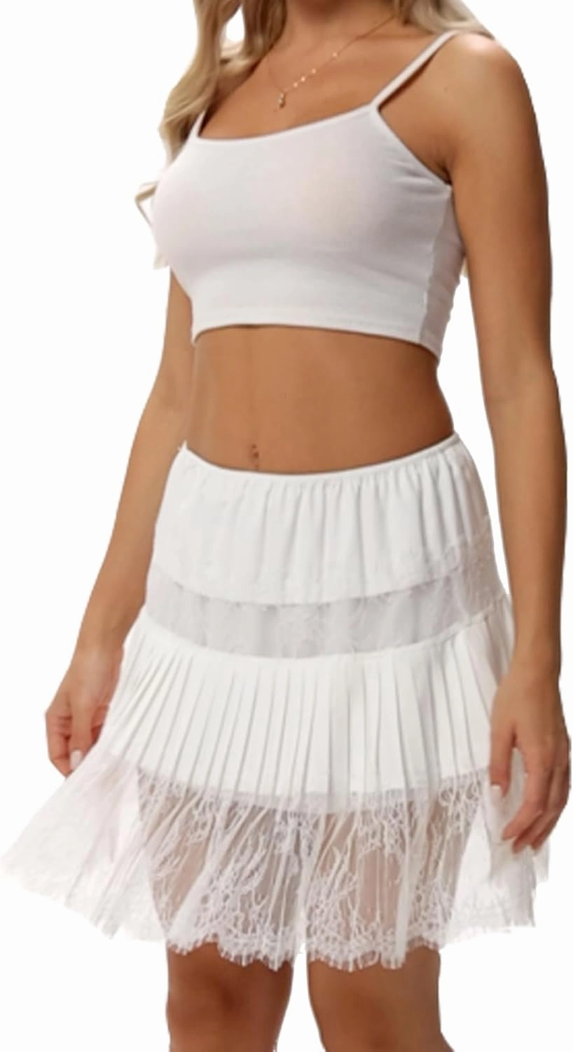 Lace Shirt Extender for Women Plus Size Underskirt Elastic Waist Half Slip Mini Skirts