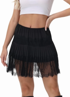 Lace Shirt Extender for Women Plus Size Underskirt Elastic Waist Half Slip Mini Skirts