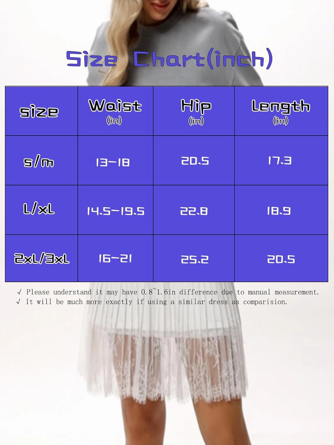 Lace Shirt Extender for Women Plus Size Underskirt Elastic Waist Half Slip Mini Skirts